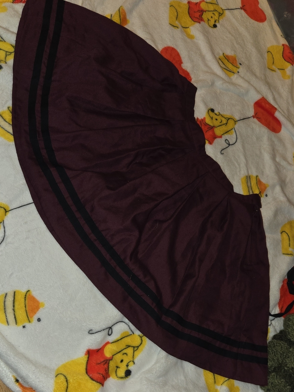 Hot Topic Plum Circle Skirt with Black Stripe Detail